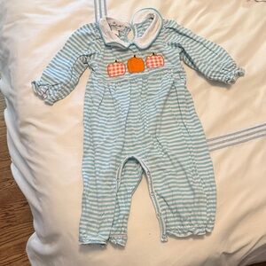 Marie Nicole Pumpkin Striped Romper